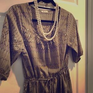 Tan/Gray Everly Cinch Waist Dress- small